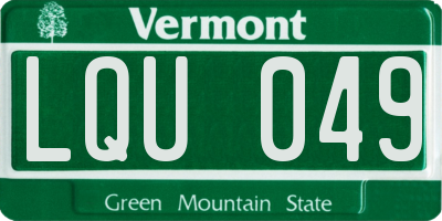VT license plate LQU049