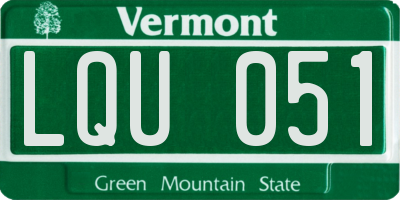 VT license plate LQU051