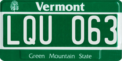 VT license plate LQU063