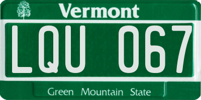 VT license plate LQU067