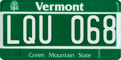 VT license plate LQU068