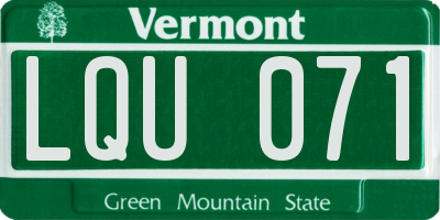 VT license plate LQU071