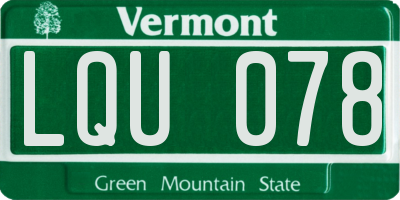 VT license plate LQU078