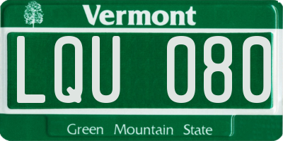 VT license plate LQU080