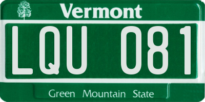 VT license plate LQU081