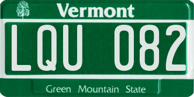 VT license plate LQU082