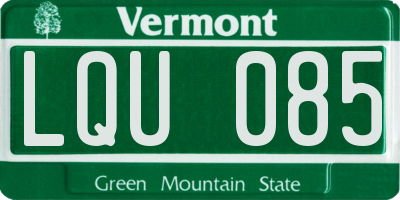 VT license plate LQU085