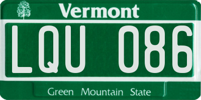 VT license plate LQU086