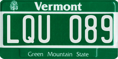 VT license plate LQU089