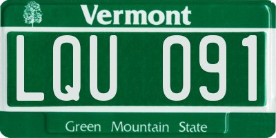 VT license plate LQU091