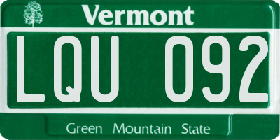 VT license plate LQU092
