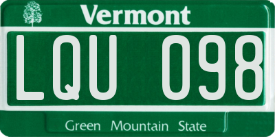 VT license plate LQU098