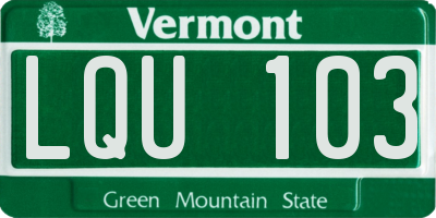 VT license plate LQU103