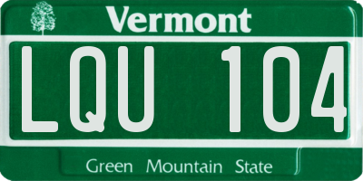 VT license plate LQU104