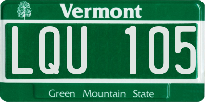 VT license plate LQU105