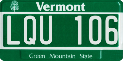 VT license plate LQU106