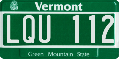 VT license plate LQU112