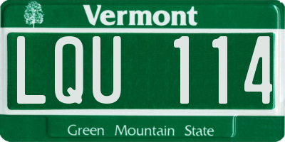 VT license plate LQU114