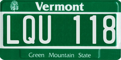 VT license plate LQU118