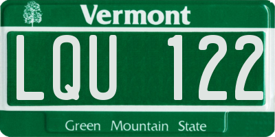 VT license plate LQU122