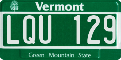VT license plate LQU129