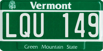 VT license plate LQU149