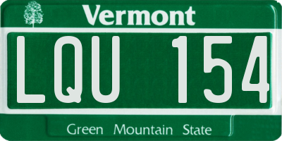 VT license plate LQU154
