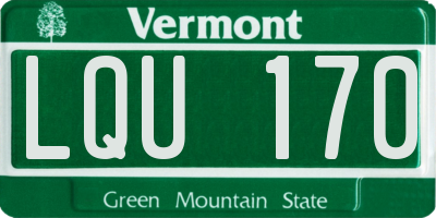 VT license plate LQU170
