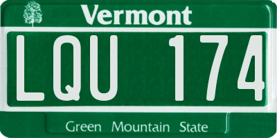 VT license plate LQU174