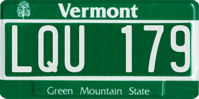 VT license plate LQU179