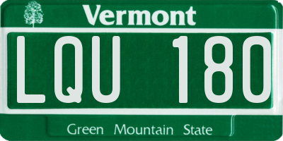 VT license plate LQU180