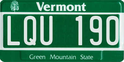 VT license plate LQU190