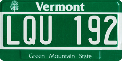 VT license plate LQU192