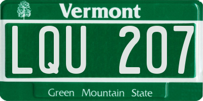 VT license plate LQU207