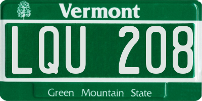 VT license plate LQU208