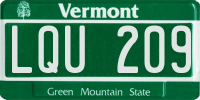 VT license plate LQU209