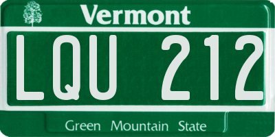 VT license plate LQU212