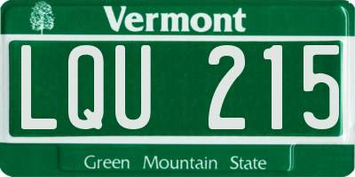VT license plate LQU215