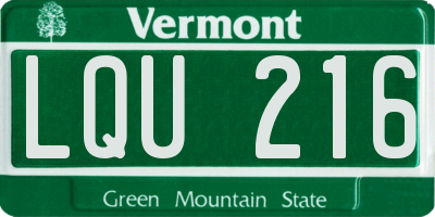 VT license plate LQU216