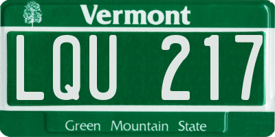 VT license plate LQU217