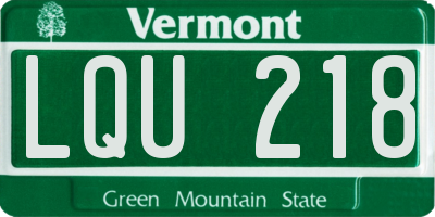 VT license plate LQU218