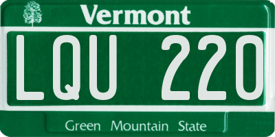 VT license plate LQU220