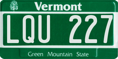 VT license plate LQU227