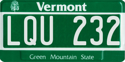 VT license plate LQU232