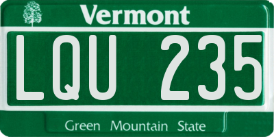 VT license plate LQU235