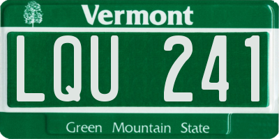 VT license plate LQU241