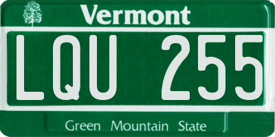 VT license plate LQU255