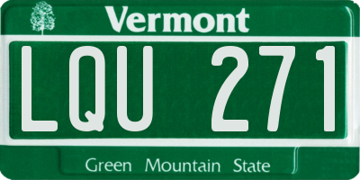 VT license plate LQU271