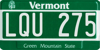 VT license plate LQU275