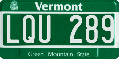 VT license plate LQU289